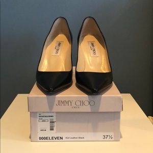 Jimmy Choo 000 Eleven Black Leather Pumps